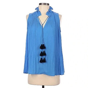 LOFT Pleated Sleeveless Tassel Swing Blouse